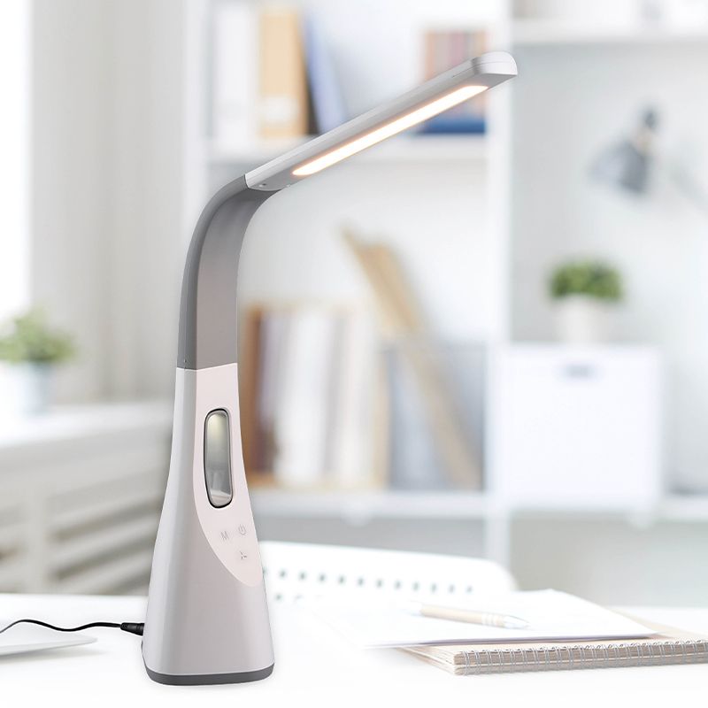 Vit skrivbordslampa modern, Zuris, 5W, varm till kall vit justerbar LED, med beröringsdimmer