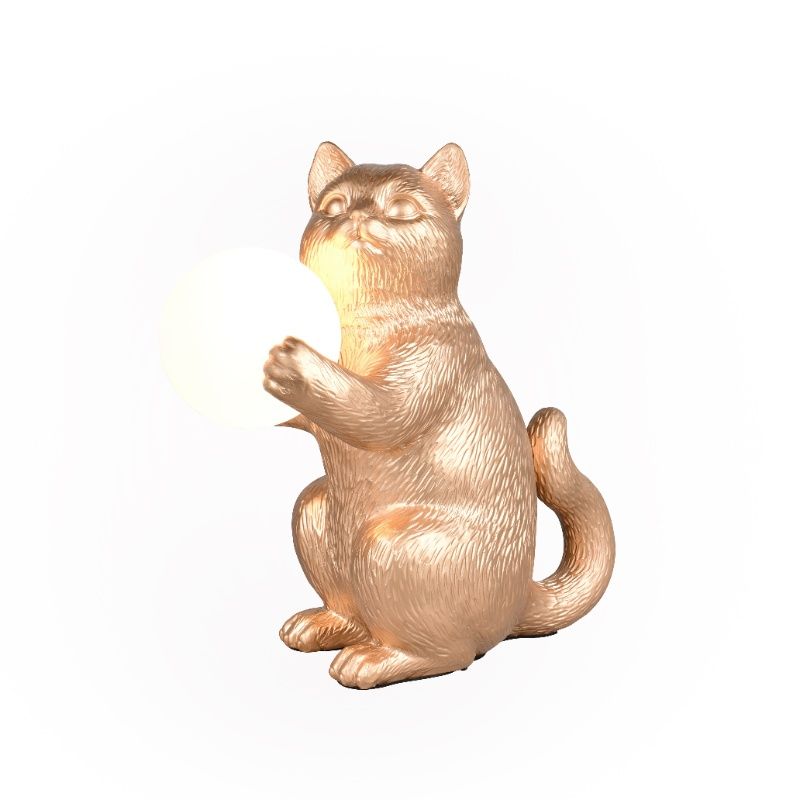 Guld bordslampa modern, Gatto, med brytare