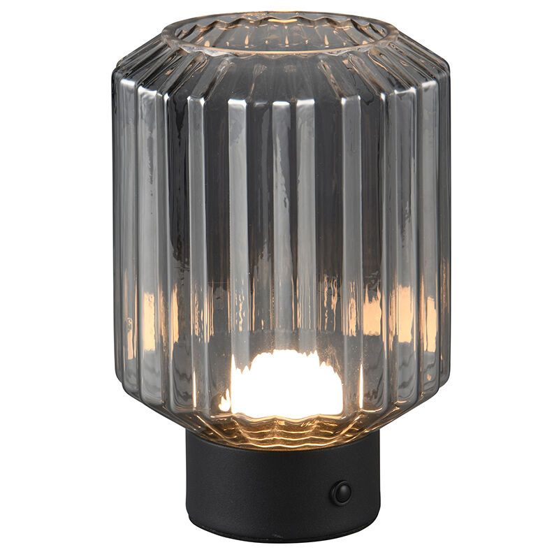 Svart uppladdningsbar bordslampa retro, Tamer, 2W, 3000K LED, med beröringsdimmer