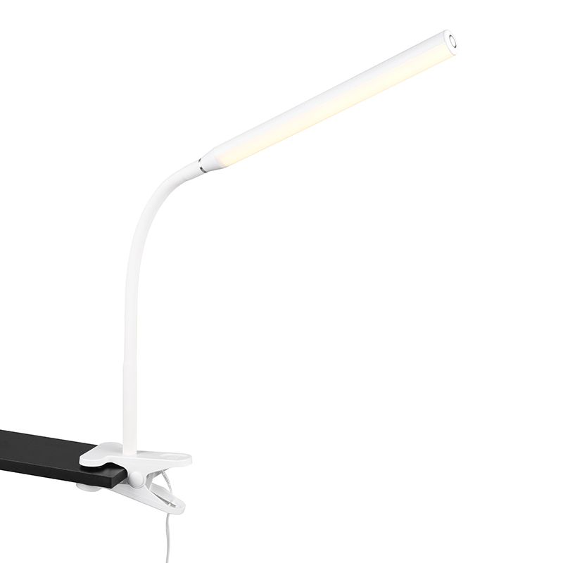 Vit klämlampa modern, Rommert, 5W, varm till kall vit justerbar LED, med beröringsdimmer