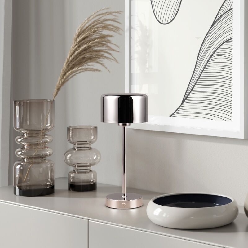 Krom uppladdningsbar bordslampa modern, Dustin, 1W, 3000K LED, med beröringsdimmer Krom uppladdningsbar bordslampa modern, Dustin, 1W, 3000K LED, med beröringsdimmer