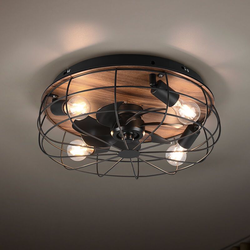 Svart takfläkt modern, Roberto, met fjärrkontroll