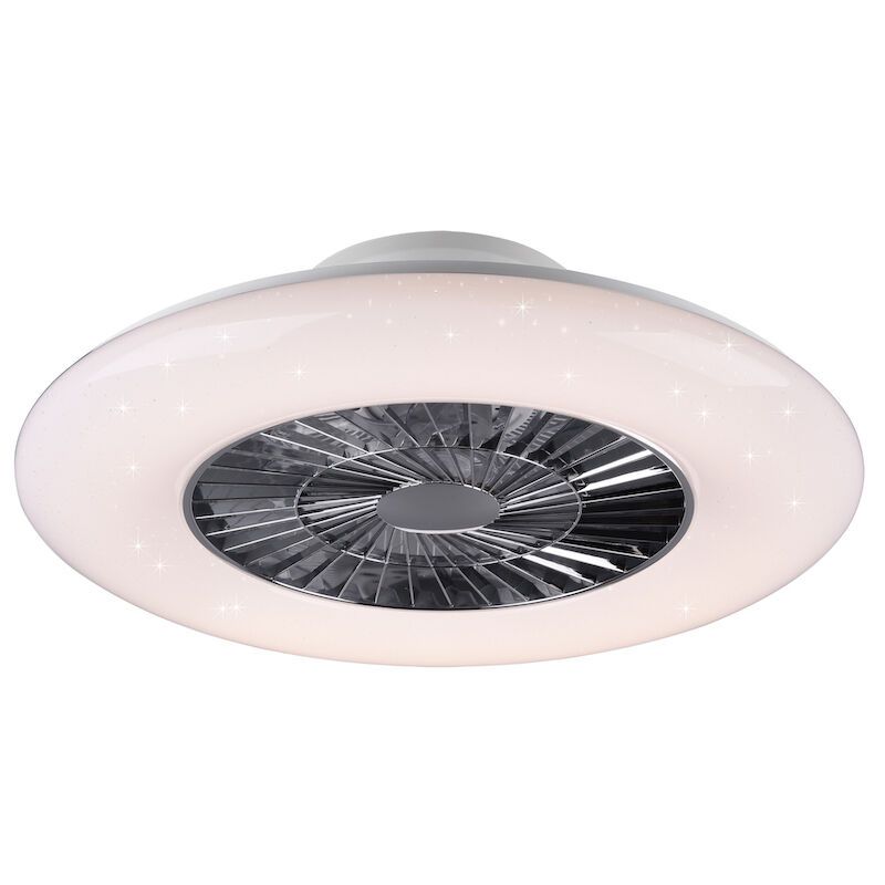 Krom takfläkt modern, Damia, 40W, varm till kall vit justerbar LED, met fjärrkontroll Krom takfläkt modern, Damia, 40W, varm till kall vit justerbar LED, met fjärrkontroll