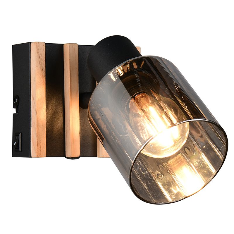 Svart väggspotlight modern, Steije, med brytare Svart väggspotlight modern, Steije, med brytare