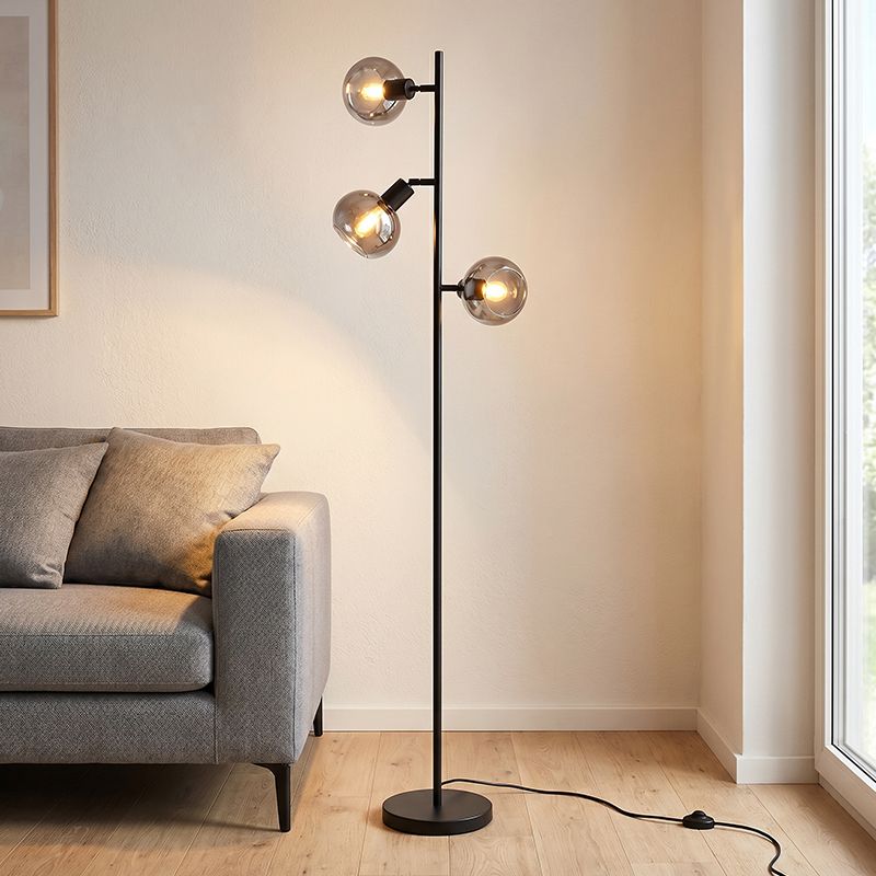 Modern golvlampa grå, Avery, med brytare Modern golvlampa grå, Avery, med brytare