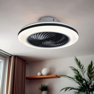 Modern takfläkt svart, Hale, 40W, 3000K LED, met fjärrkontroll