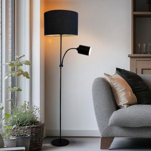 Modern läslampa golv svart, Zev, med brytare