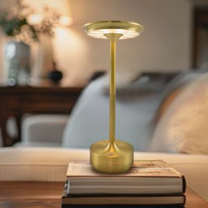 Modern uppladdningsbar bordslampa guld, Arvind, 3W, varm till kall vit justerbar LED, med brytare
