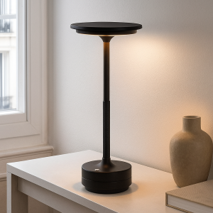 Modern uppladdningsbar bordslampa svart, Arvind, 3W, varm till kall vit justerbar LED, med brytare