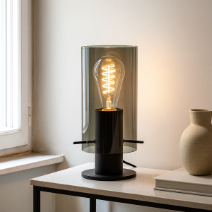 Design bordslampa grå, Dilaram, med brytare
