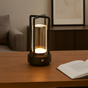 Modern uppladdningsbar bordslampa svart, Elian, 3W, varm till kall vit justerbar LED, med brytare