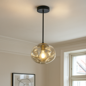 Design fönsterlampa bärnstensfärgad, Evita