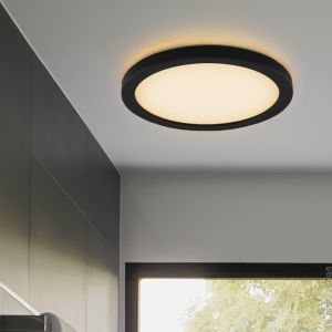 Plast taklampa badrum svart, Shivani, 15W, 3000K LED, IP44