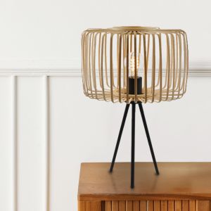 Bambu bordslampa brun, Tina, med brytare