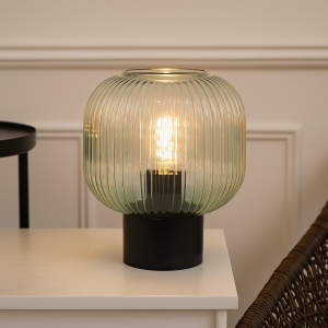 Design bordslampa grön, Charlois, med brytare
