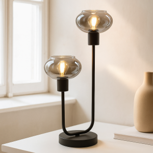 Design bordslampa grå, Skip, med brytare