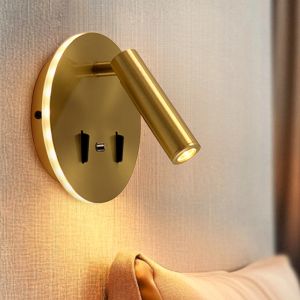 Modern vägglampa guld, Alec, 9W, 3000K LED, med brytare
