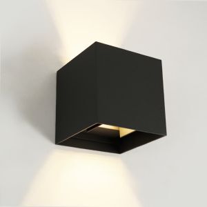 Modern up down vägglampa svart, Dion, 6W, dim to warm LED, IP65