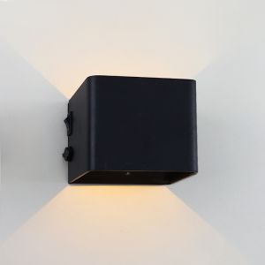 Uppladdningsbar up down vägglampa svart, Dion, 1W, 2700K LED, IP44, rörelsesensor