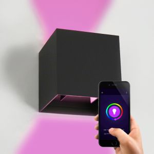Modern smart vägglampa svart, Dion, 6W, RGBW LED, IP65