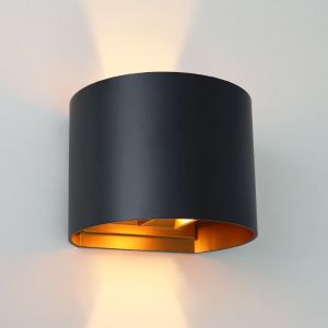 Modern up down vägglampa svart, Dion, IP65