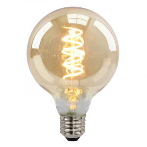 Dimbar Olucia E27 LED lampa, Tuelo, G95, 4w, bärnstensfärgad glas, 2200k