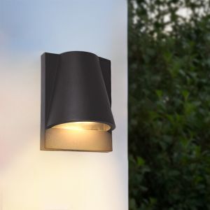Modern utomhus vägglampa med skymningssensor svart, Luana, IP43