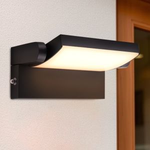 Modern utomhus vägglampa med skymningssensor svart, Alet, 12,5W, 3000K LED, IP54
