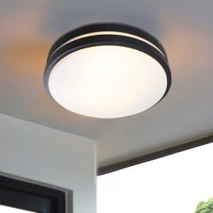 Plast taklampa utomhus med rörelsesensor svart, James, IP44