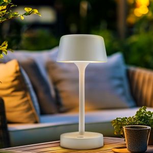 Modern bordslampa utomhus vit, Emily, 3W, 3000K LED, IP44, 3 stegs dimmer