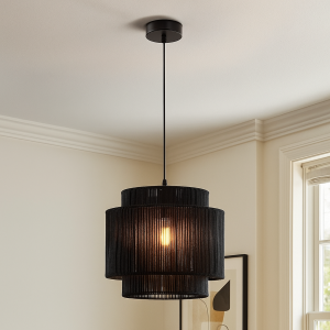 Rustik fönsterlampa svart, Sanny