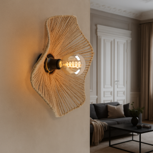 Rustik vägglampa brun, Annelot, med brytare