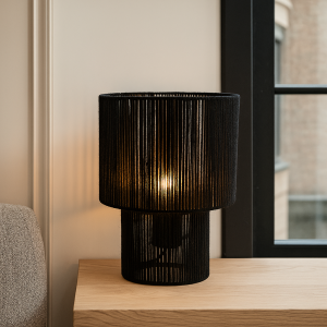 Rustik bordslampa svart, Sanny, med brytare