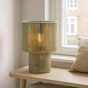 Rustik bordslampa grön, Sanny, med brytare