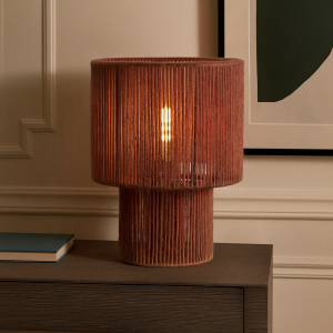 Rustik bordslampa röd, Sanny, med brytare