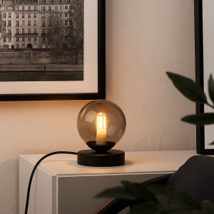 Design bordslampa grå, Stacy, med brytare