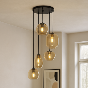 Modern fönsterlampa bärnstensfärgad, Caia