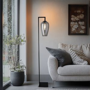 Design golvlampa grå, Andy, med brytare