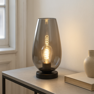 Design bordslampa grå, Andy, med brytare