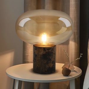 Marmor bordslampa bärnstensfärgad, Alan, med brytare