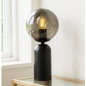 Marmor bordslampa grå, Alan, med brytare