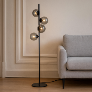 Design golvlampa grå, Remo, med brytare