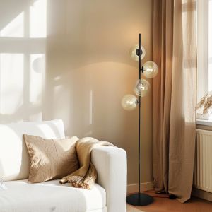 Design golvlampa bärnstensfärgad, Remo, med brytare