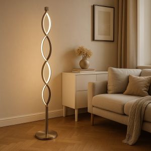 Design golvlampa silver, Kuno, 36W, 3000K LED, 3 stegs dimmer