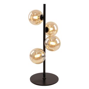 Design bordslampa bärnstensfärgad, Remo, med brytare