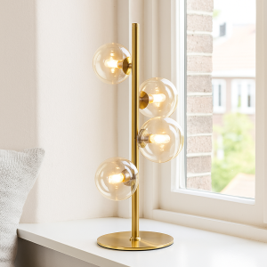 Design bordslampa transparent, Remo, med brytare