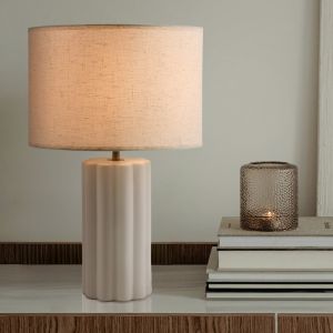 Rustik bordslampa vit, Juno, med brytare