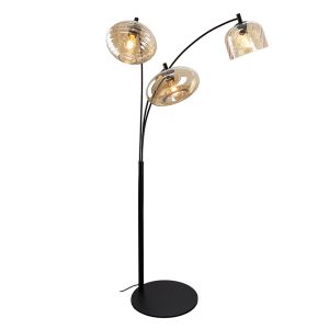 Modern golvlampa bärnstensfärgad, Caia, med brytare