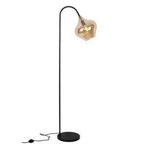 Design golvlampa bärnstensfärgad, Sophia, med brytare