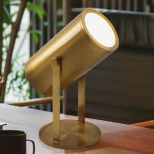 Modern uppladdningsbar bordslampa mässing, Elko, 2W, 3000K LED, med brytare